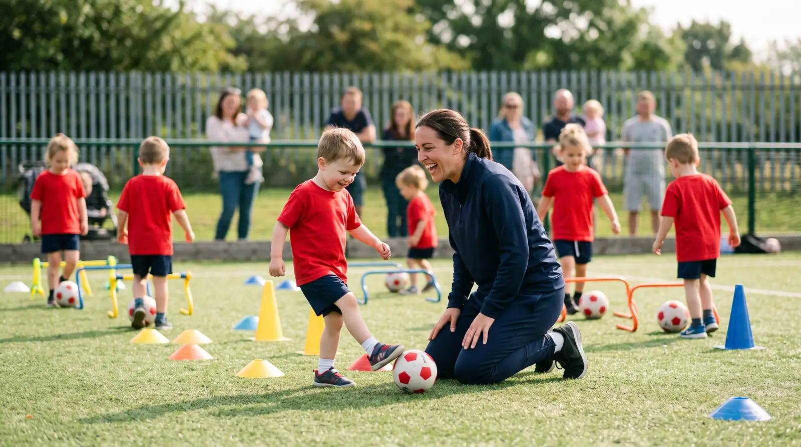 Kleinkinder mit Minibällen bei der Knirpse-Fußballschule