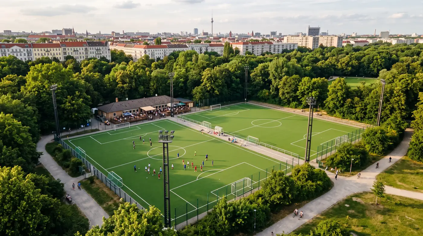 Luftbild der Sportanlage im Volkspark Wilmersdorf